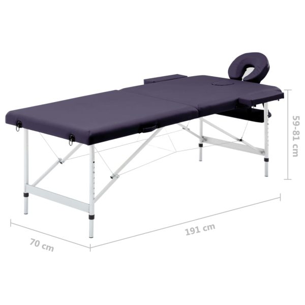 Mesa de massagens dobrável 2 zonas alumínio roxo - Image 9