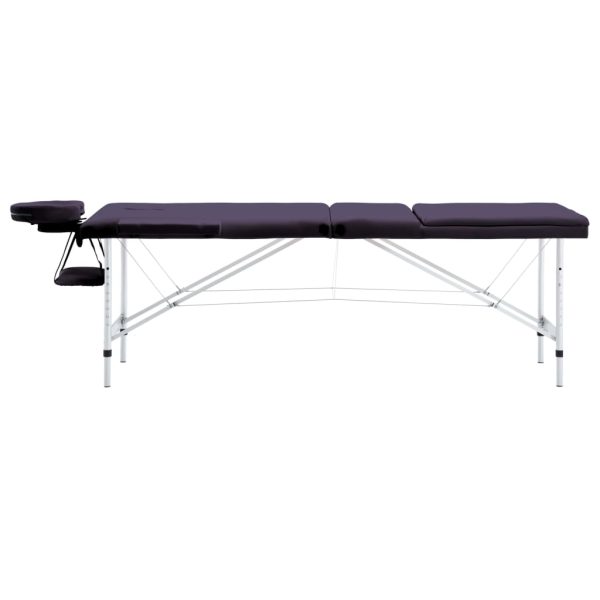 Mesa de massagens dobrável 3 zonas alumínio roxo - Image 2