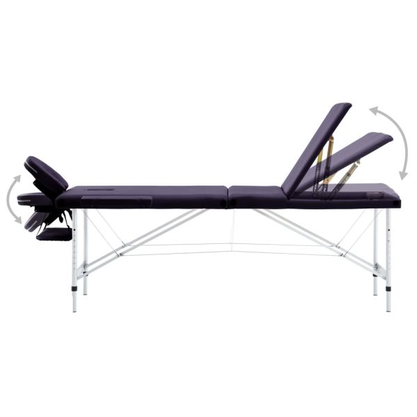 Mesa de massagens dobrável 3 zonas alumínio roxo - Image 3