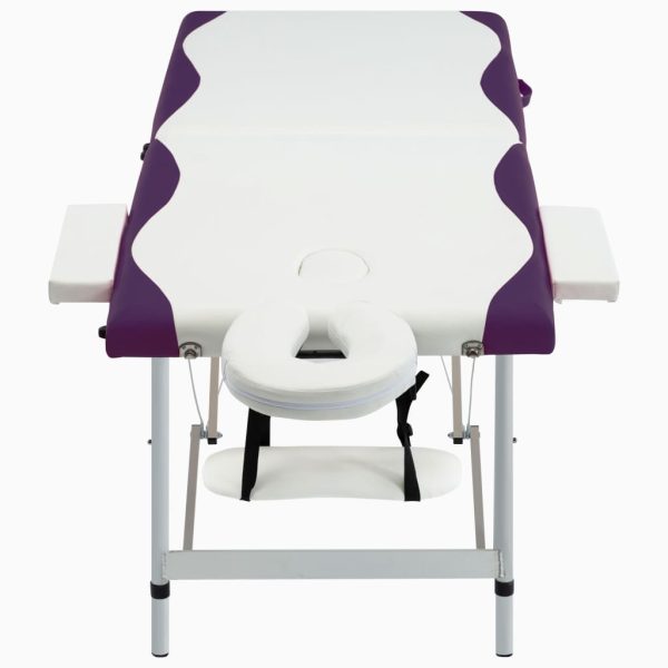 Mesa de massagem dobrável 2 zonas alumínio branco e roxo - Image 2