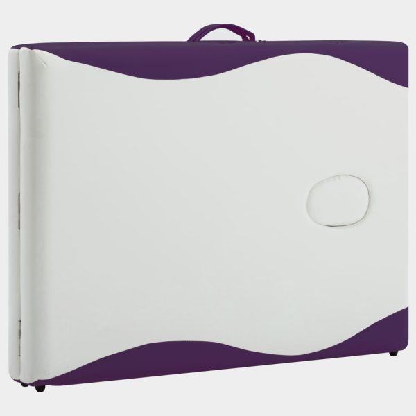 Mesa de massagem dobrável 2 zonas alumínio branco e roxo - Image 7