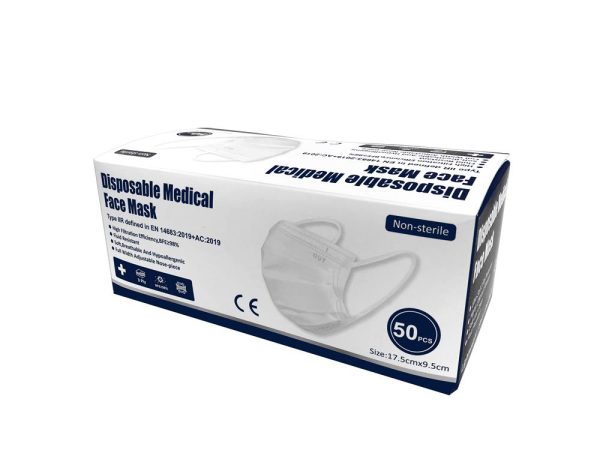 MASCARILLA MEDICA 3 CAPAS (CAJA 50) TIPO IIR EN14683:2019+AC:2019 FILTRACION >=98%