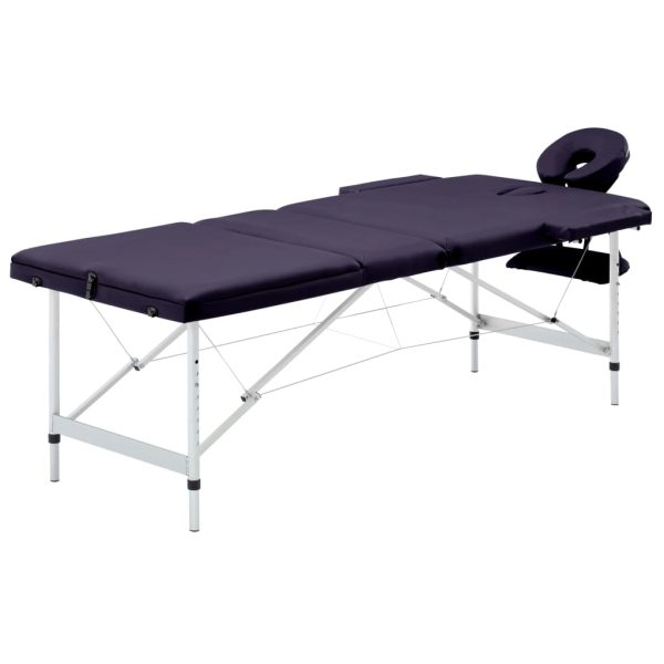 Mesa de massagens dobrável 3 zonas alumínio roxo