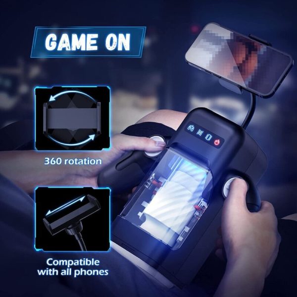 COPO DE JOGO - MASTURBADOR DE VIBRAÇÃO DE IMPULSO COM FUNÇÃO DE AQUECIMENTO E SUPORTE MÓVEL - PRETO - Image 4