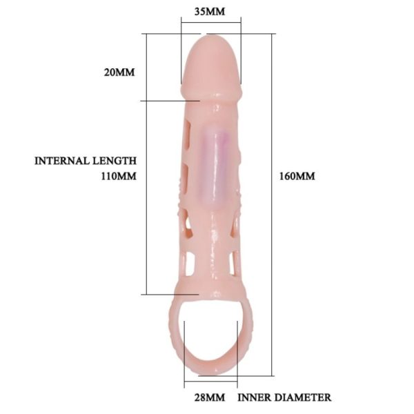 BAILE FUNDA EXTENSORA PENE CON VIBRACION Y STRAP NATURAL 13.5 CM - Image 7