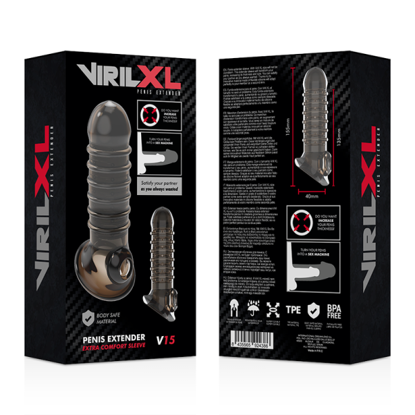 VIRILXL - EXTENSÃO E BAINHA DO PÉNIS V15 PRETA - Image 9