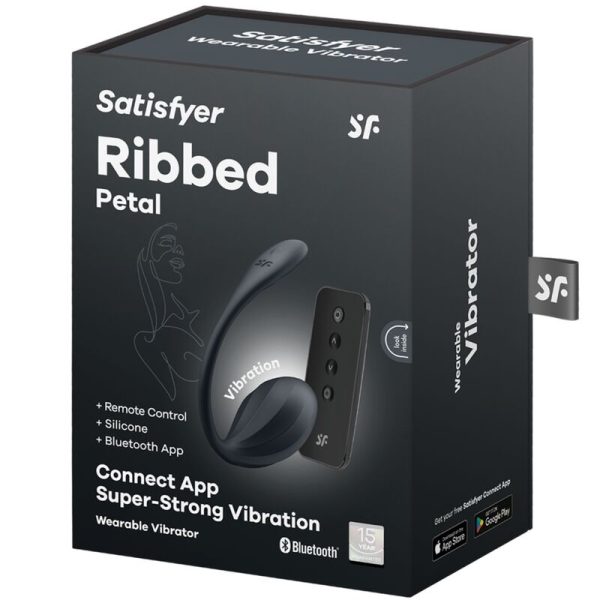 SATISFYER - RIBBED PETAL ESTIMULADOR DE PONTO G CONTROLE REMOTO PRETO APLICATIVO GRATUITO - Image 7