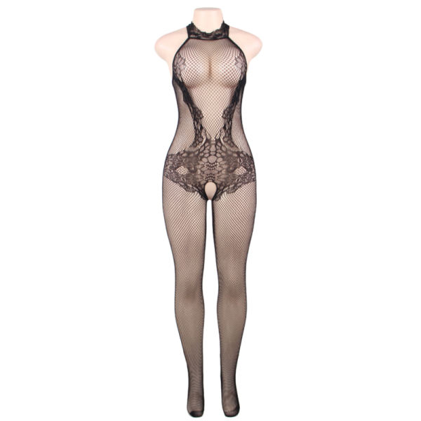 QUEEN LINGERIE BODYSTOCKING DE ENCAJE Y RED DE CUELLO ALTO SL - Imagen 4