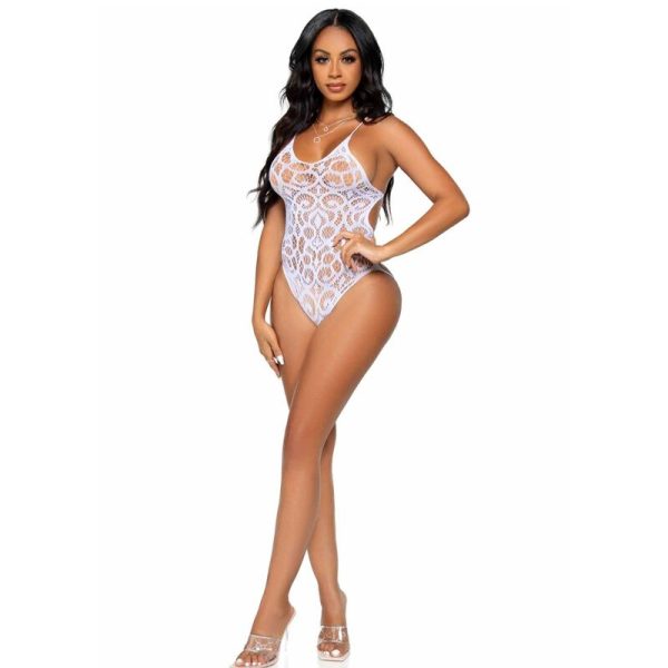 LEG AVENUE PELUCHE DE ENCAJE SIN COSTURAS - BLANCO - Imagen 2