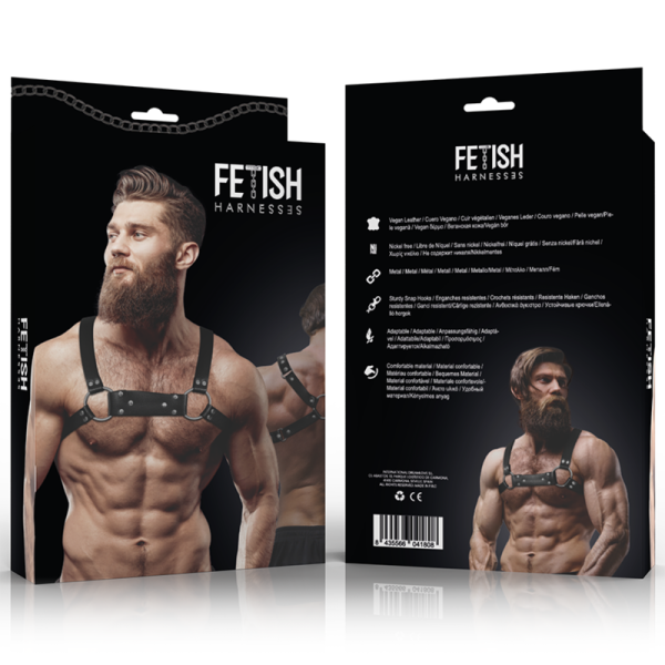 FETISH ACTITUD SUMISA - ARNÉS DE PECHO BULLDOG DE PIEL ECO HOMBRE TALLA M/L - Imagen 4