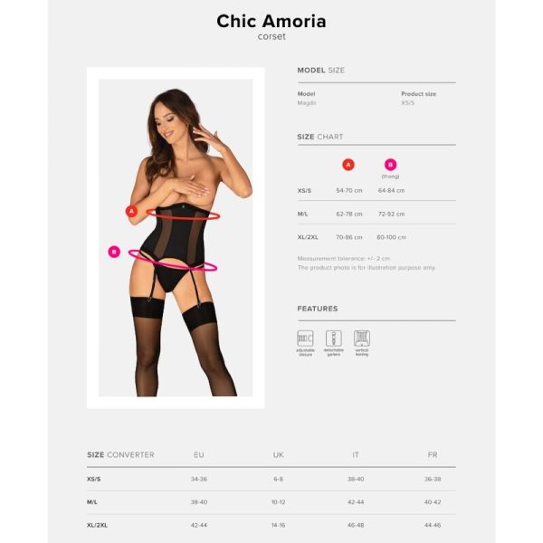 OBSESSIVE - CHIC AMORIA CORSÉ Y TANGA XL/XXL - Imagen 7