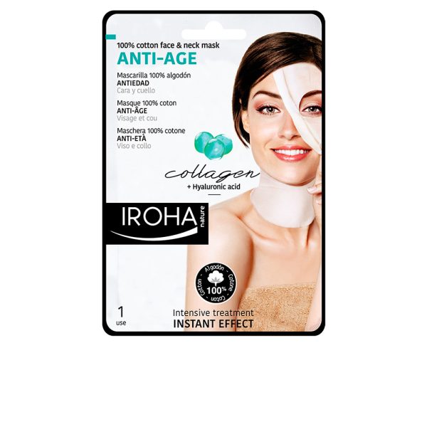 Iroha Nature Antiedad Mascarilla Algodón Cara Y Cuello Colágeno 1 Unidad