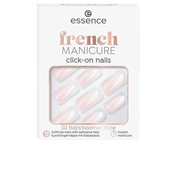 Unhas artificiais click-on de manicure francesa #02-estilo babyboomer 12 u