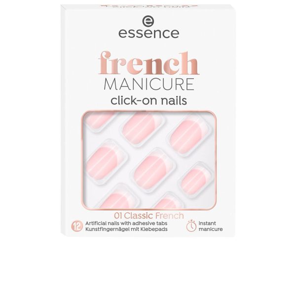 Unhas artificiais click-on de manicure francesa #01-francês clássico 12 u