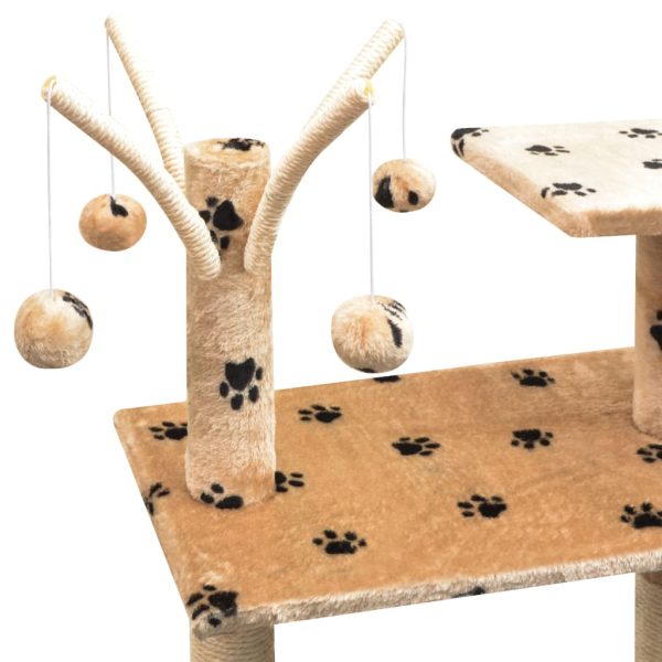 Árvore para gatos c/ postes arranhadores sisal 125 cm bege - Image 4
