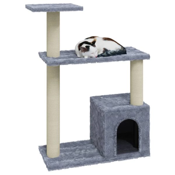 Árvore p/ gatos c/ postes arranhadores sisal 70 cm cinza-claro - Image 3