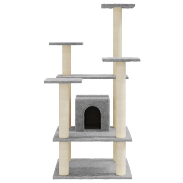 Árvore p/ gatos c/ postes arranhadores sisal 110 cm cinza-claro - Image 4