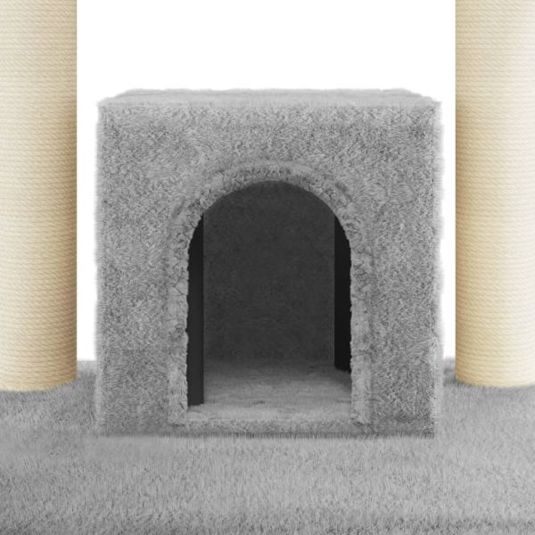 Árvore p/ gatos c/ postes arranhadores sisal 110 cm cinza-claro - Image 7