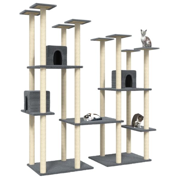 Árvore p/ gatos c/ postes arranhadores sisal 174cm cinza-escuro - Image 3