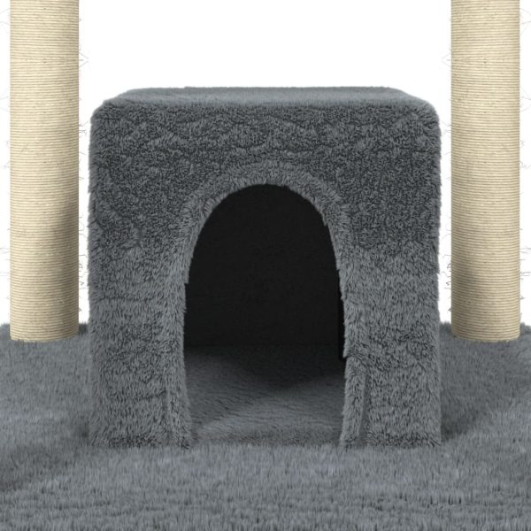 Árvore p/ gatos c/ postes arranhadores sisal 174cm cinza-escuro - Image 7