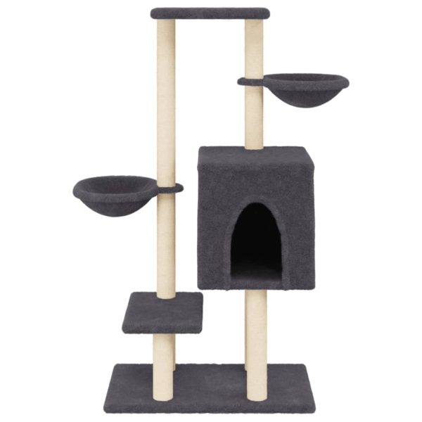 Árvore p/ gatos c/ postes arranhadores sisal 117cm cinza-escuro - Image 4