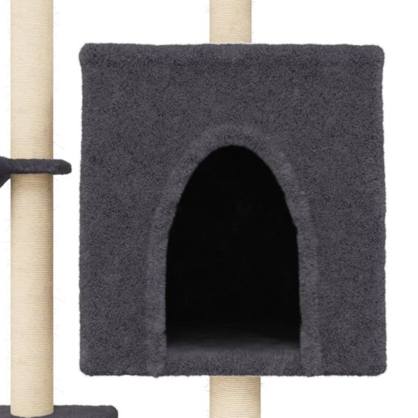 Árvore p/ gatos c/ postes arranhadores sisal 117cm cinza-escuro - Image 7