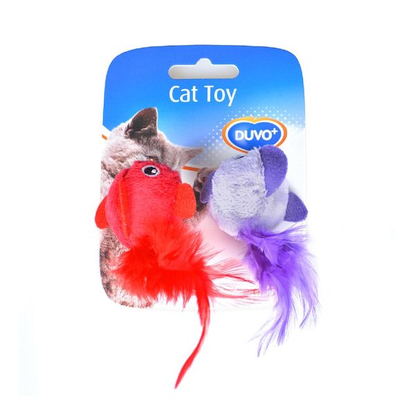 DUVO JUGUETE GATO PAJARO CON PLUMAS 2 UNI 13 x 10 x 3,5 CM