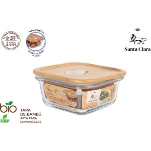 FIAMBRERA CUADRADA TAPA BAMBU 11X11CM