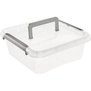 CAJA DE ALMACENAMIENTO / CAJA CON CIERRE CLIP LARISSA, CON ASA, 6 LITROS