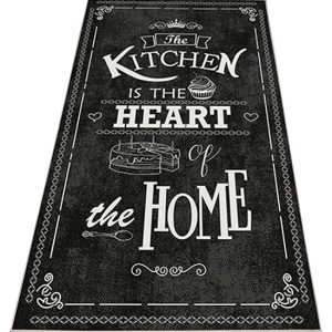 ALFOMBRA DE POLIESTER ESTAMPADA 140 X 220CM MODELO HEARTOFTHEHOME NEGRO