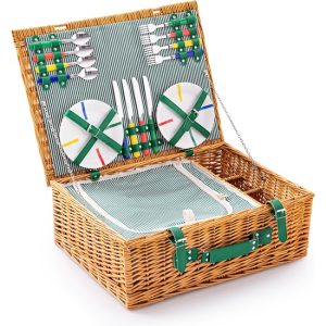 SET 21PC CESTA DE PICNIC CON JUEGO PARA 4 PERSONAS RAINBOW