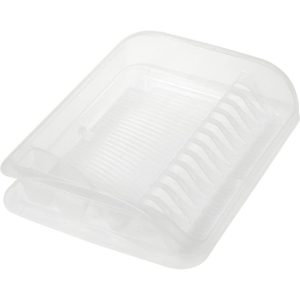 ESCURREPLATOS CON BANDEJA, PP, NATURAL TRANSPARENTE, 39.5 X 29.5 X 8 CM