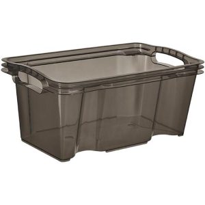 CAJA DE ALMACENAMIENTO 35 X 21 X 15, GRIS TRANSLÚCIDO