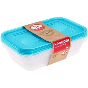 SET DE 3 FIAMBRERAS, 3 X 2,4 L, 29 X 19 X 7 CM, FREDO FRESH, AZUL TRANSPARENTE