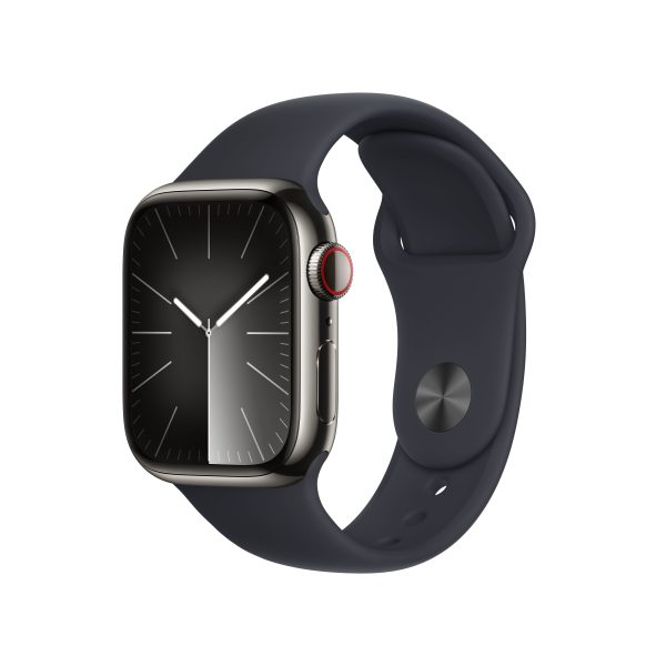 APPLE WATCH SERIES 9 MRJ93QL/A  41MM SILVER STAINLESS STEEL CASE WITH MIDNIGHT SPORT BAND