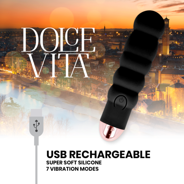 DOLCE VITA - VIBRADOR RECARREGÁVEL SEIS PRETO 7 VELOCIDADES - Image 4