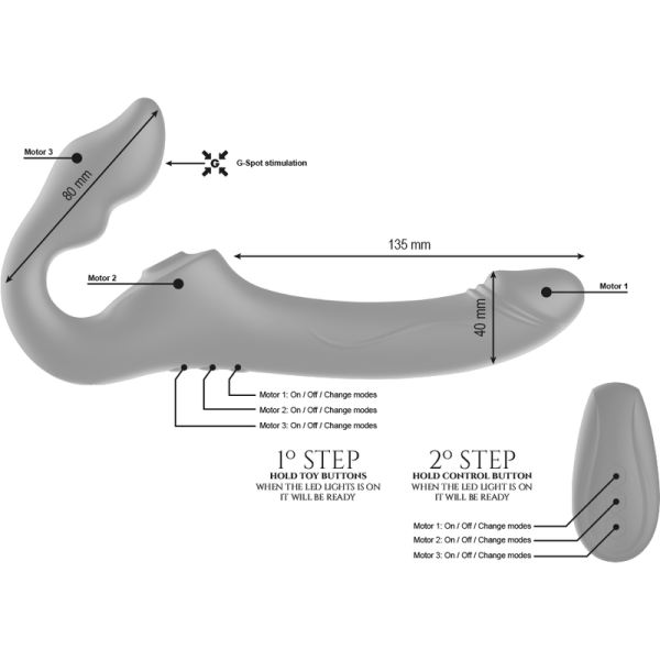 IBIZA REMOTE CONTROL STRAPLESS VIBRATOR 3 MOTORS 1000 COMBINATIONS. - Image 4