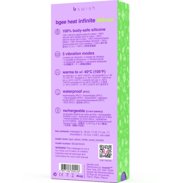 B SWISH - BGEE HEAT INFINITE DELUXE VIBRADOR RECARGABLE SILICONA LAVANDA - Image 5