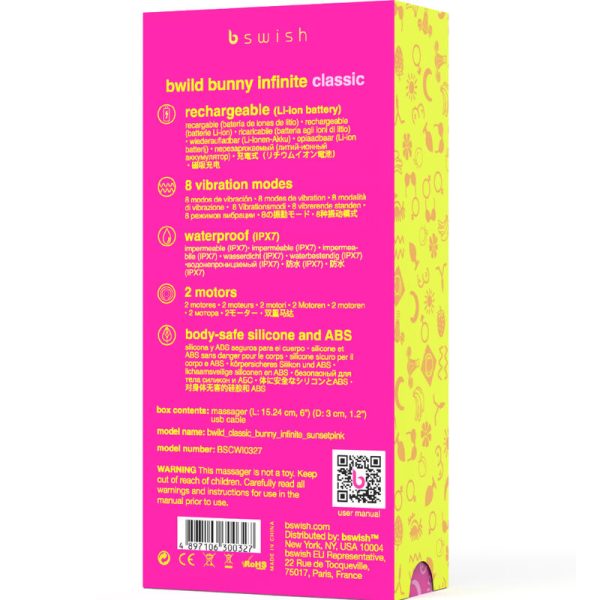 B SWISH - BWILD BUNNY INFINITE CLASSIC VIBRADOR RECARGABLE SILICONA ROSA - Image 5