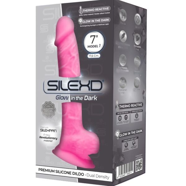 SILEXD - MODELO 1 PÊNIS REALISTA PREMIUM SILICONE SILEXPAN ROSA FLUORESCENTE 17,5 CM - Image 2