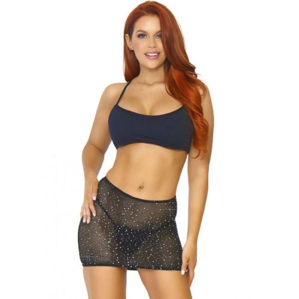 LEG AVENUE CRYSTALIZED FISHNET MULTIDRESS BLACK OS - Image 5
