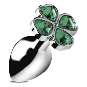 LUCKY CLOVER GEM -PLUG ANAL LARGO , TREBOL PLATA