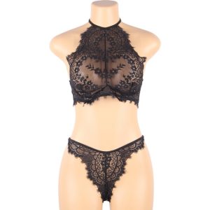 4XL-5XL CONJUNTO TOP Y BRAGUITAS NEGRO