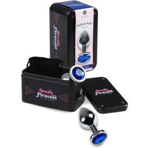 PLUG ANAL METAL MEDIANO AZUL CON BOLSA