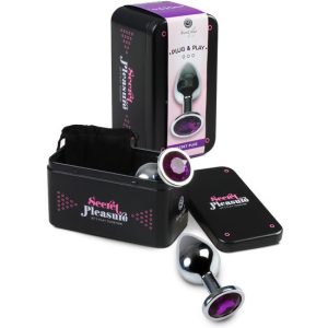 PLUG ANAL METAL MEDIANO MORADO CON BOLSA