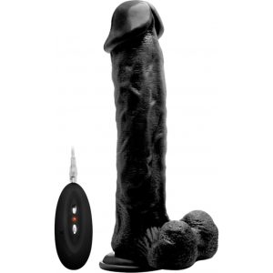 REALROCK PENE VIBRADOR CON ESCROTO 29,5 CM - NEGRO