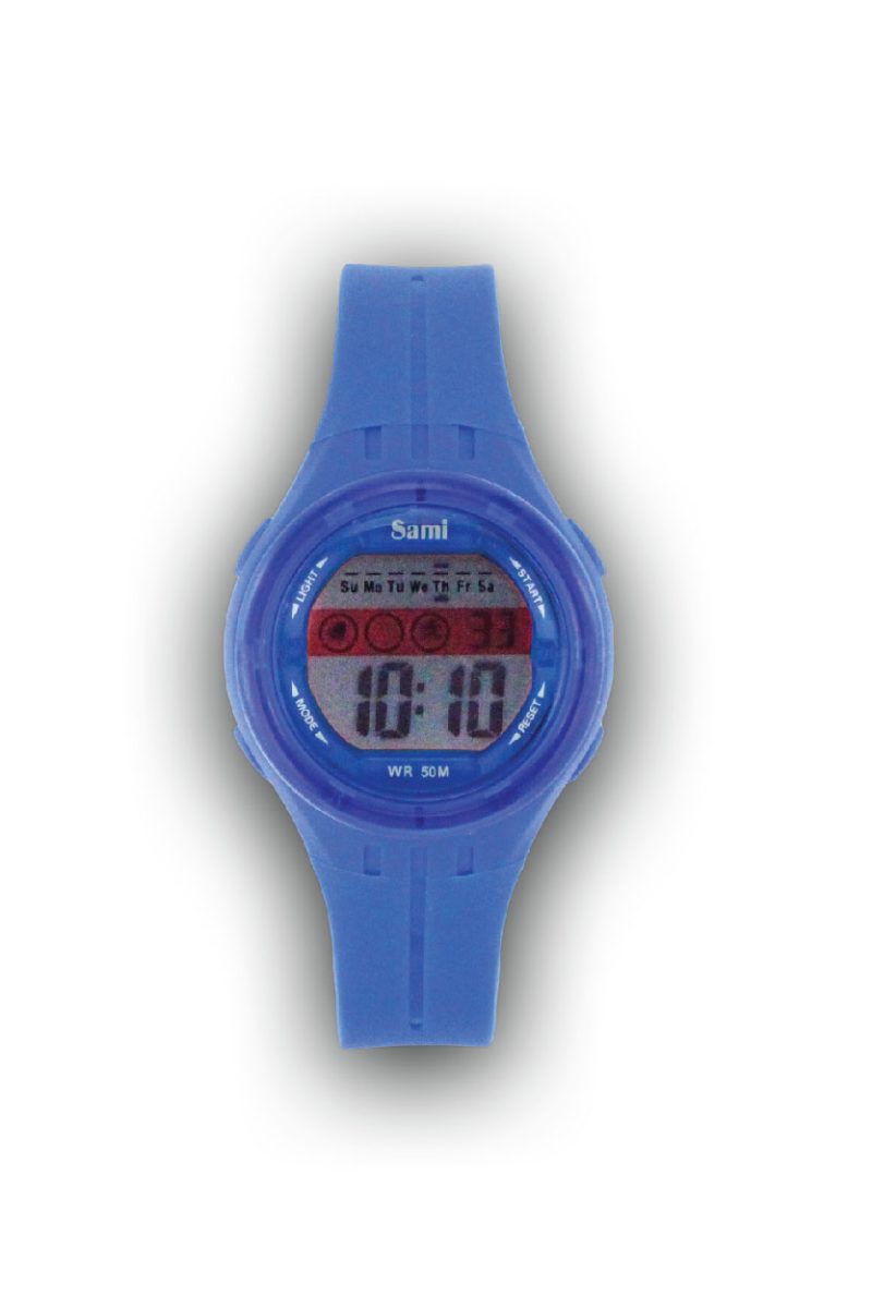 RELOJ SAMI LCD CADETE REDONDO WR50M LUZ 7 COL C/CAJA