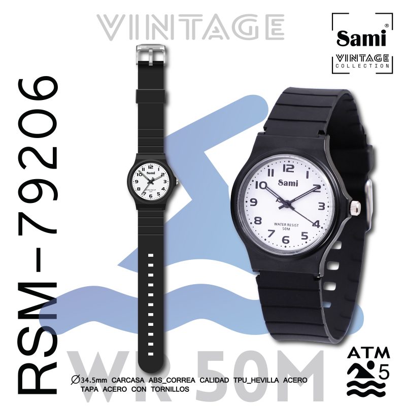 RELOJ SAMI VINTAGE REDONDO WR50M - Image 2