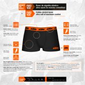 SET 5 BOXERS KTM MICROFIBRA 92% POLIÉSTER 8% ELASTANO MULTICOLOR NEGRO CON CINTURA NARANJA - Image 2