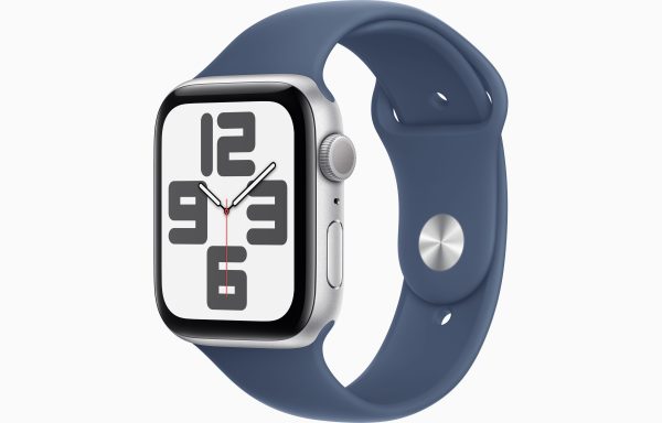 Apple Watch SE 2 Gen 2023/ GPS/ 44mm/ Caixa de Alumínio Prata/ Bracelete Desportiva Azul Tempestade M/L